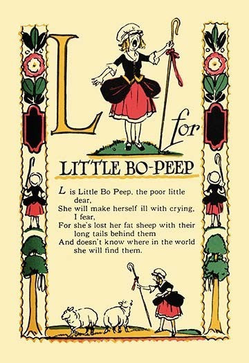 L for Little Bo-Peep- Gallery Wrapped Canvas Art 28" x 42"