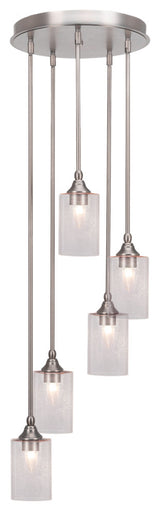Empire 5-Light Cluster Pendalier, Brushed Nickel/Clear Bubble