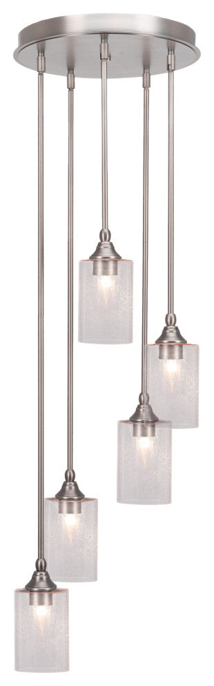 Empire 5-Light Cluster Pendalier, Brushed Nickel/Clear Bubble