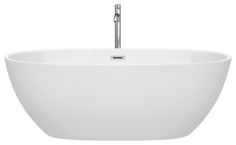 Juno Freestanding Bathtub, Polished Chrome Trim, 67", Faucet in Chrome