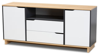 Mid-Century Modern Multi-Color 2-Door Wood Dining Room Sideboard