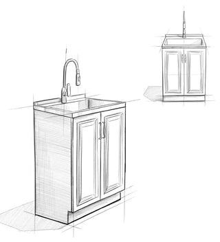 Darwin 28-inch Utility Sink & Cabinet in Pure White