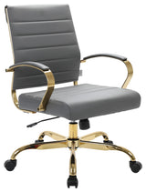 LeisureMod Benmar Home Leather Office Chair With Gold Frame