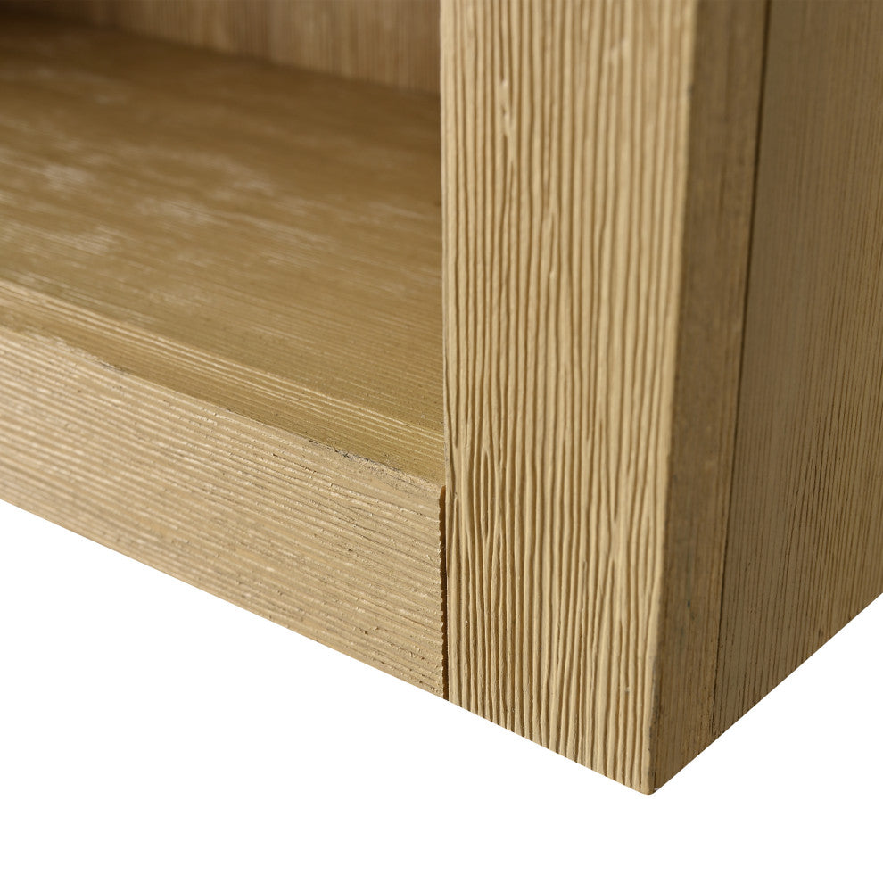 Vanity Art 24" Wall Mounted Bathroom Storage Cabinet, Linear Natural Oak, Matte Black Handle