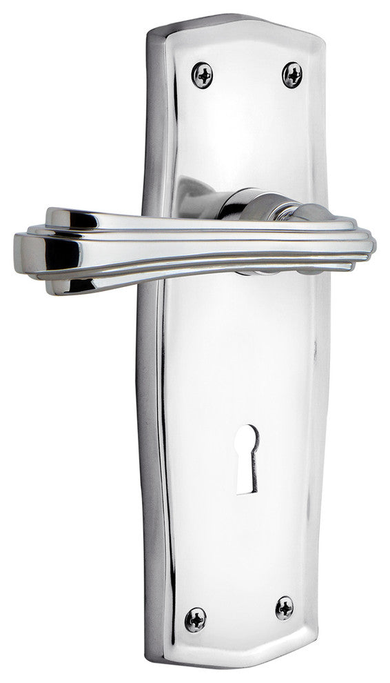Prairie Plate With Keyhole Fleur Lever, Bright Chrome, Left-Handed