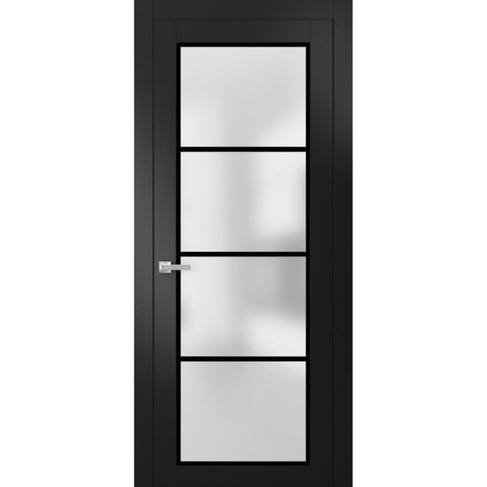 Solid French Door 28 x 96 | Planum 2132 Matte Black| Bathroom