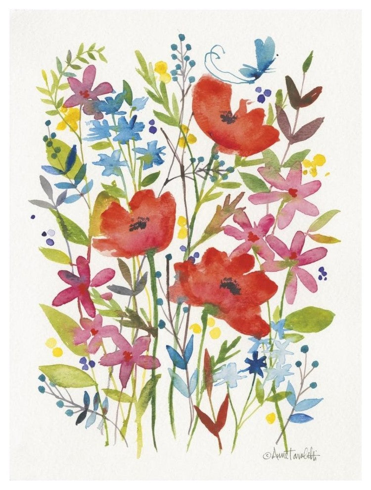 "Watercolor Flowers IV" Digital Paper Print by Anne Tavoletti, 26"x34"