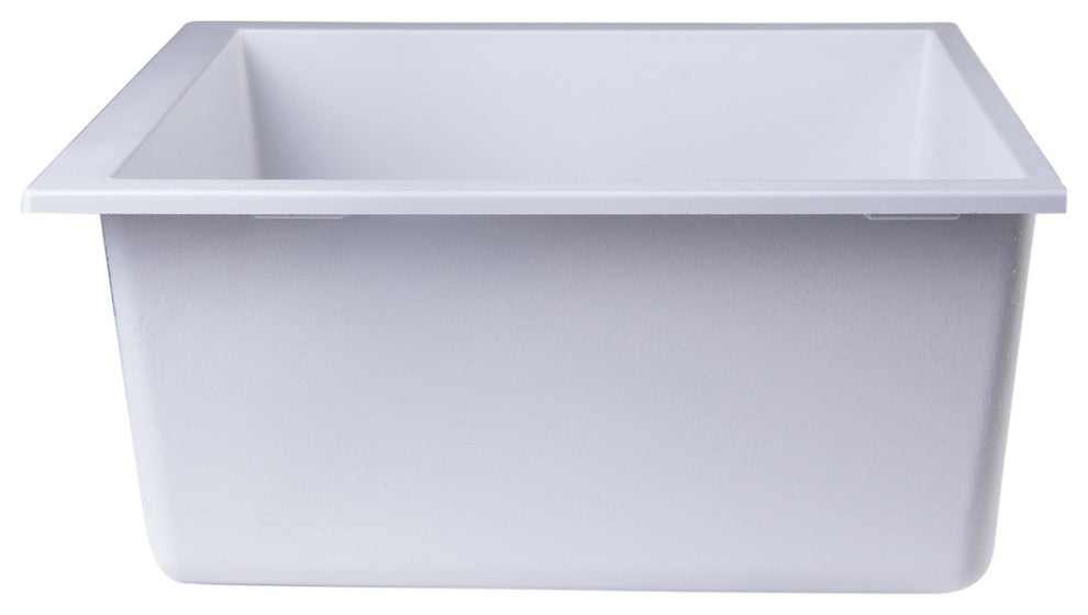 Ab2420Um-W White 24" Undermount Single Bowl Granite Composite Kitchen Sink