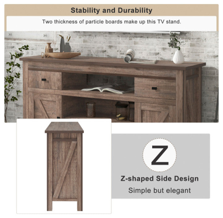 Modern Functional Particleboard TV Stand Antique Gray table with two drawers