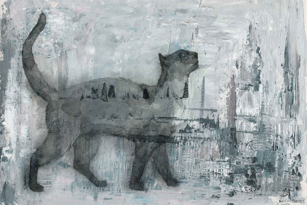 "Cat Prance" Painting Print on Wrapped Canvas, 36"x24"