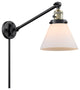 Large Cone 1-Light LED Swing Arm Light, Black Antique Brass, Glass: White Cased
