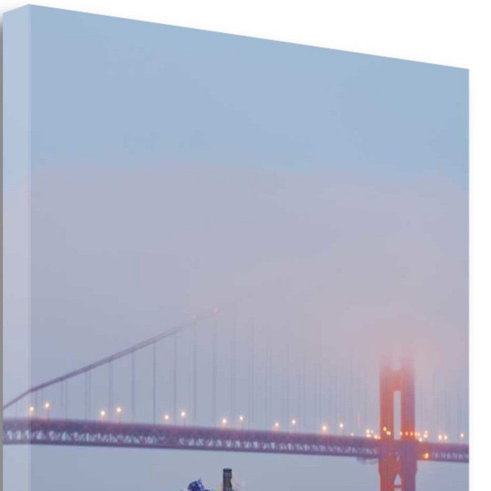 Foggy Night Bistro Caf" Golden Gate Bridge 1 Giclee Wrap Canvas Wall Art