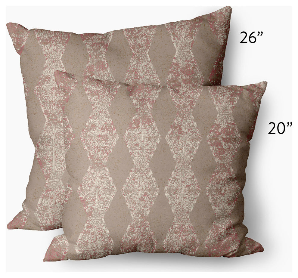 Pyramid Stripe Decorative Throw Pillow, Tan, 26x26"
