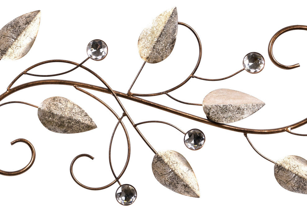 Sparkle Gold Metal Leaves and Bling Over the Door D"cor