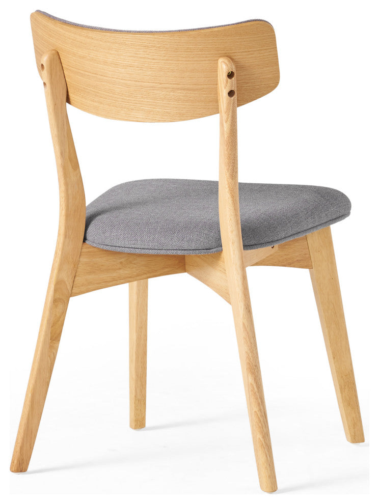 Crystal Mid-Century Modern Fabric Upholstered Dining Chairs, Set of 2, Dark Gray