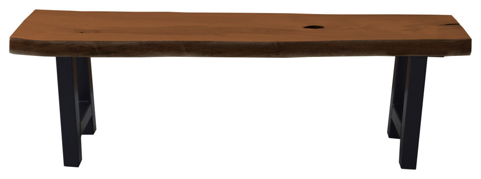 Live Edge Locust Ridgemont Bench, Mushroom Stain, 5 Foot