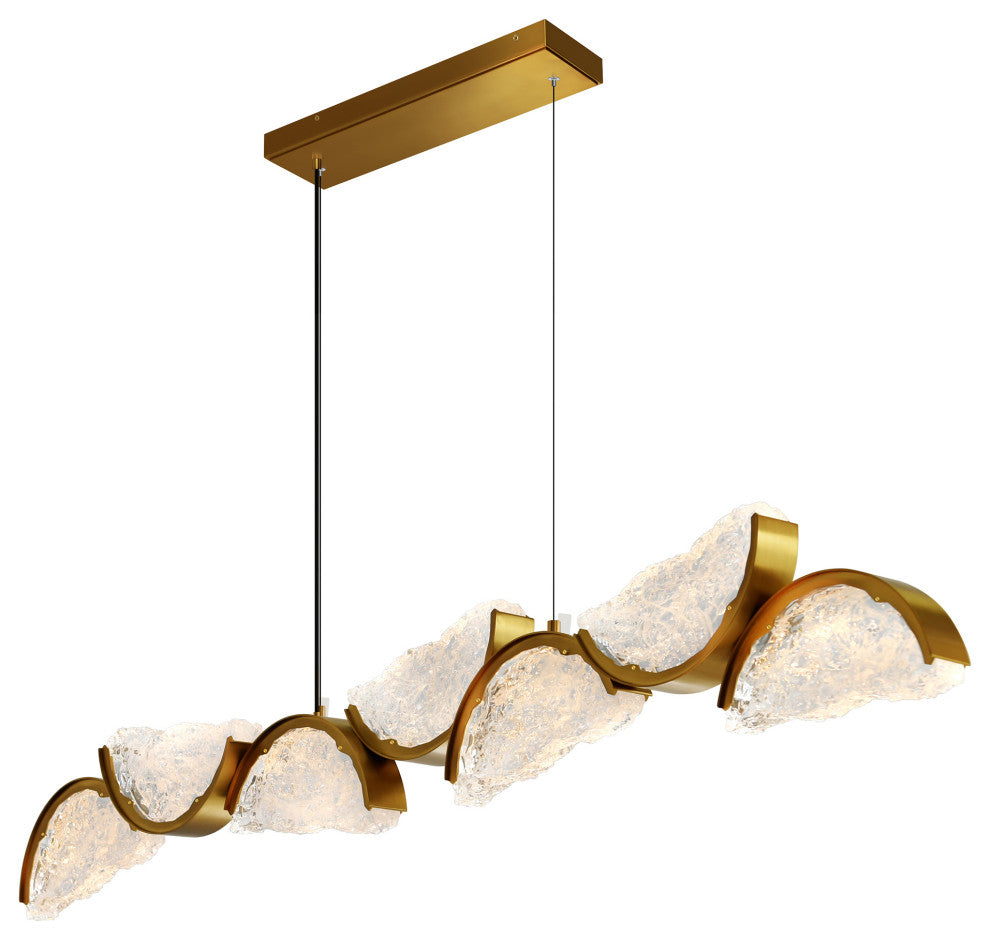 Moon Integrated LED Chandelier, Brass, 54 Inches