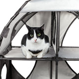 Kitty-Play Obstacle Collapsible Soft Folding Pet Cat House, Gray/Black