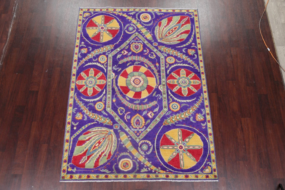 Oriental Kazak Novelty Asian Style Pakistani Hand Made Area Rug, Blue, 7'9"x5'9