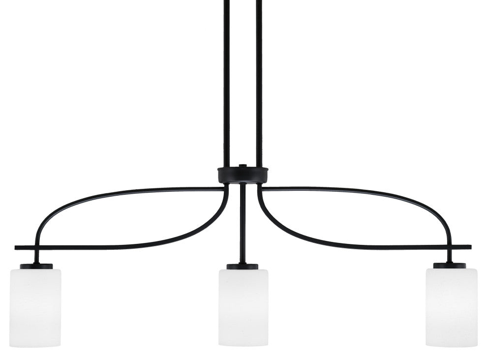 Cavella 3 Light Island Light, Matte Black Finish, 4" White Muslin Glass