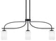 Cavella 3 Light Island Light, Matte Black Finish, 4" White Muslin Glass