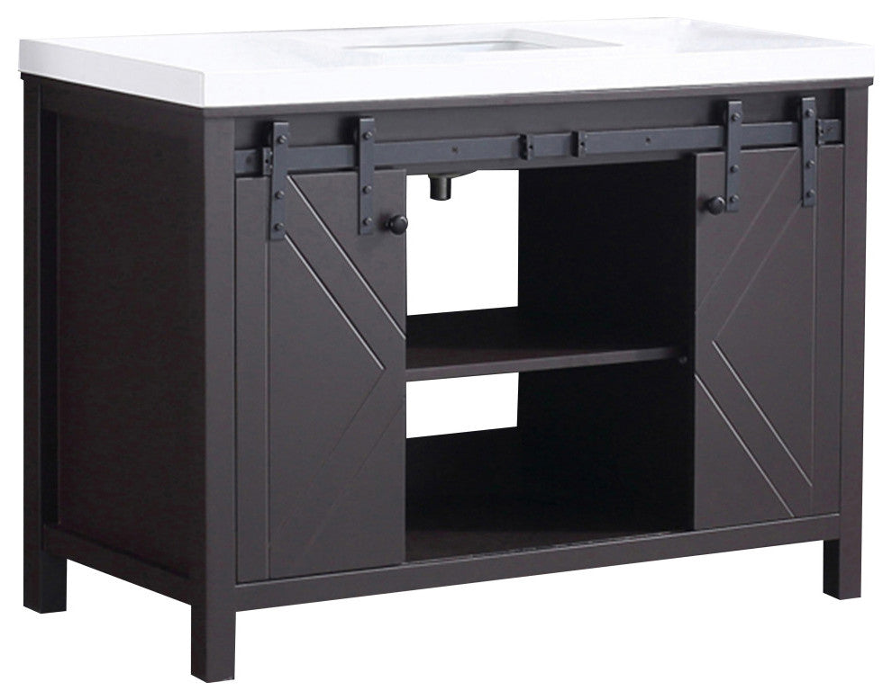 Marsyas 48" Brown Single Bathroom Vanity Cabinet Quartz Top Square Sink