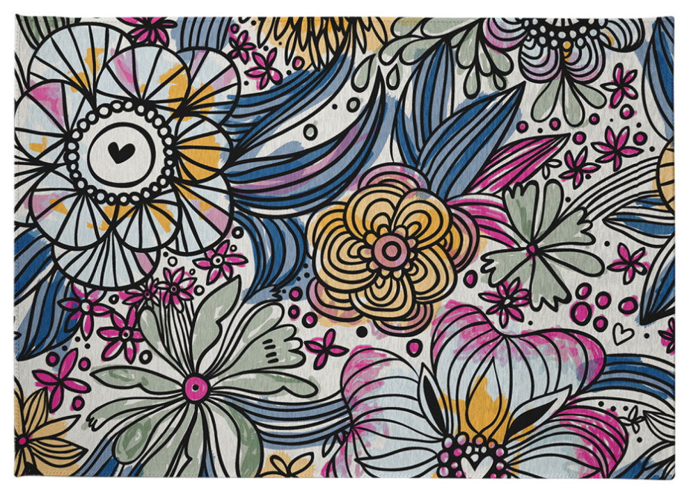 Flower Melange Spring Chenille Rug, Orchid, 5'x7'
