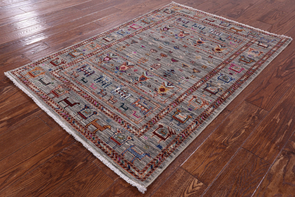 Tribal Persian Gabbeh Handmade Wool Rug 3' 5" X 5' 0" - Q13837