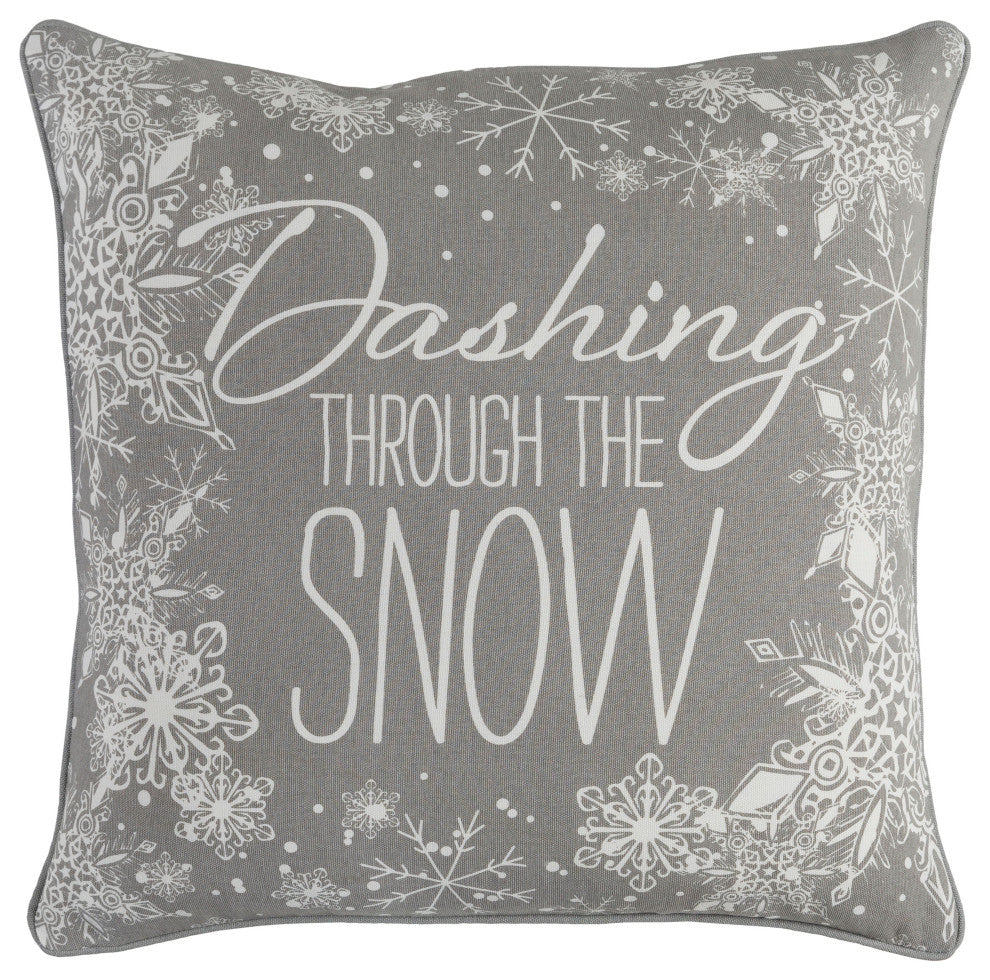 Surya Holiday HOLI-7255 18"x18" Pillow Kit, Light Gray/Ivory