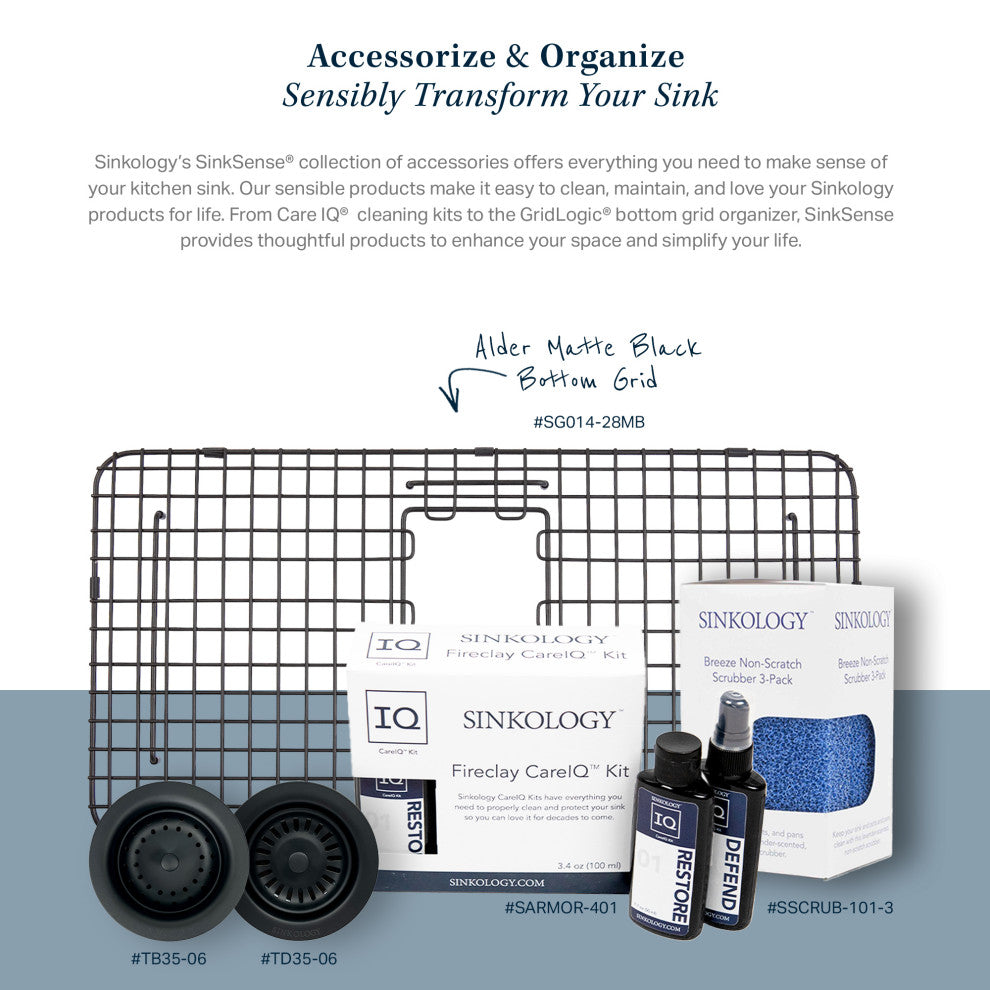 Grace Matte Black Fireclay 34" Single Bowl Quick-Fit Undermount Kitchen Sink