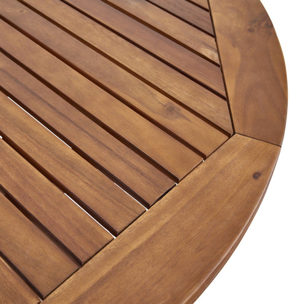 GDF Studio 5-Piece Jordan Outdoor Acacia Wood Dining Set, Teak Finish/Creme