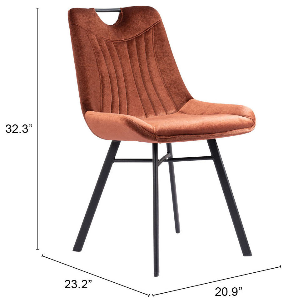Dining Chair, Set of 2, Steel Metal, Fabric, Brown, Black, Kitchen Cafe Bistro