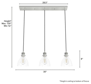 Hunter Van Nuys Brushed Nickel 3 Light Linear Cluster Ceiling Light
