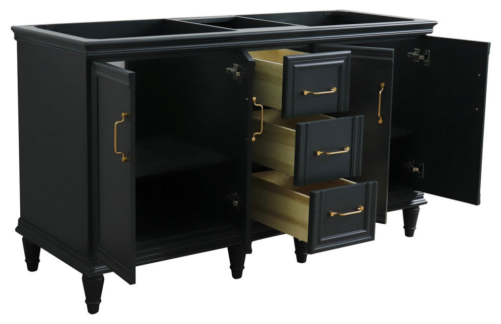 60" Double Vanity, Dark Gray Finish, Cabinet Only