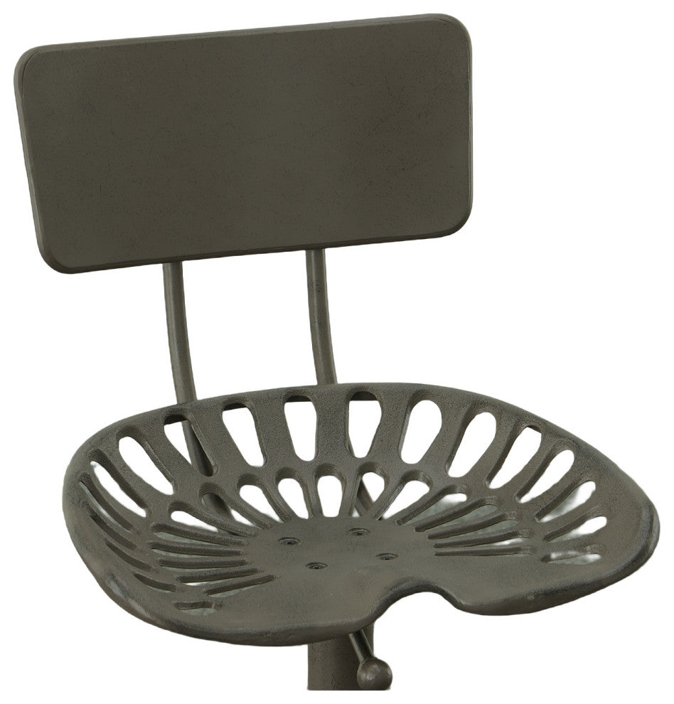 August Tractor Seat Stool w and  Back, Industrial