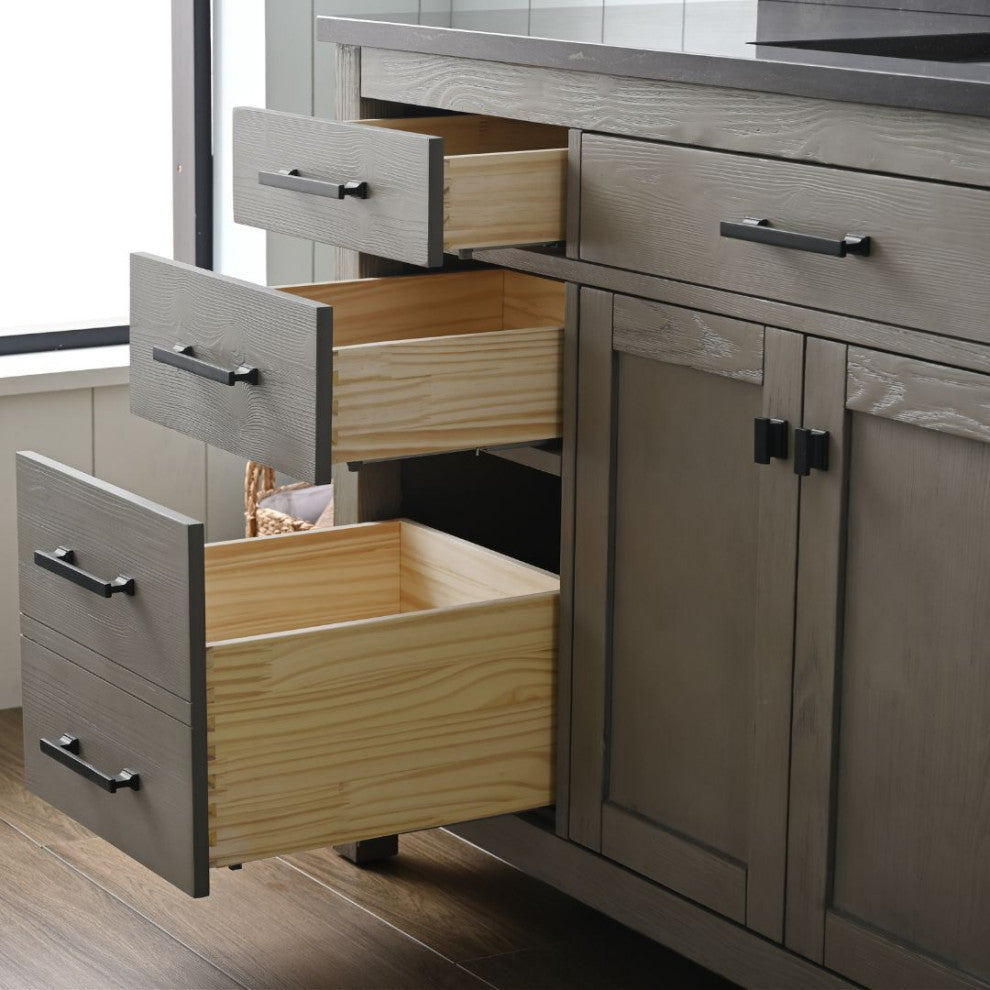 Jasper 60" Bathroom Vanity, Textured Gray, Blue Limestone