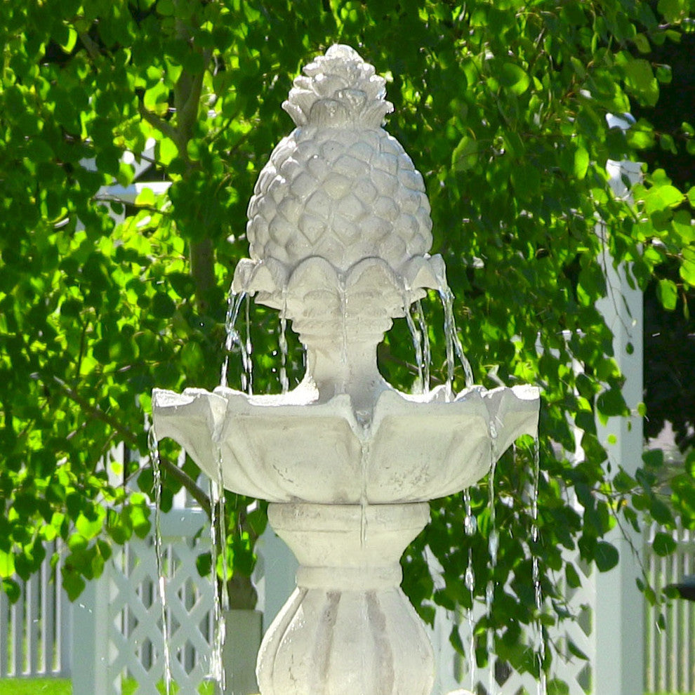 Sunnydaze Welcome 3-Tier Outdoor Garden Water Fountain, Electric, 59"