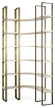 Gold Iron Framed Curved Wooden Shelving Unit