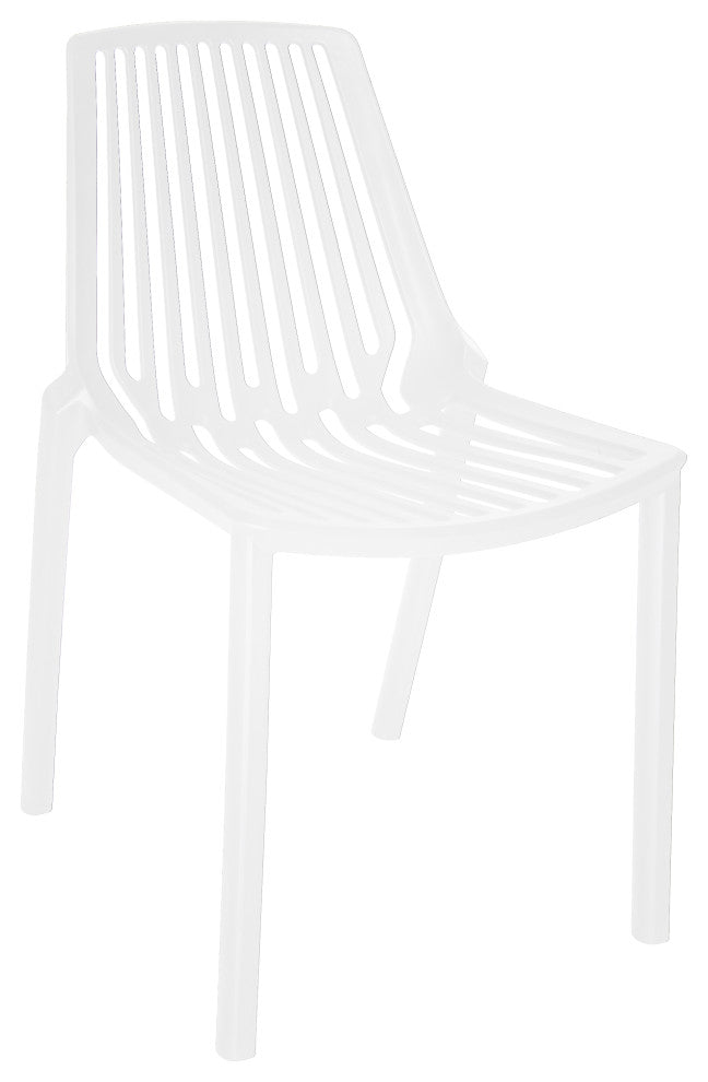 LeisureMod Acken Mid-Century Modern Plastic Dining Chair, White