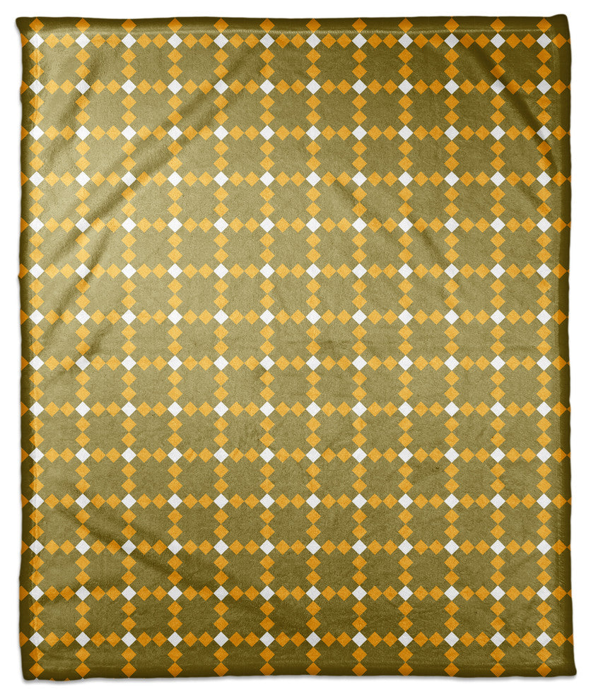 Yellow Check Plaid Fleece Blanket