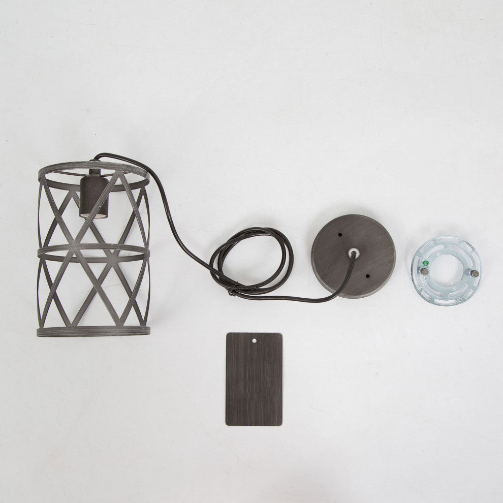 LALUZ 6-in Black Sweep Silver Industrial Mini Pendant Light