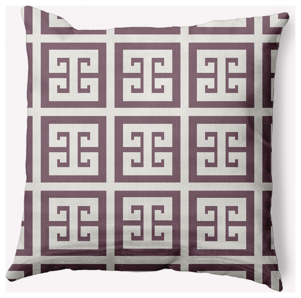 20x20" Greek Key Patterned Nautical Decorative Indoor Pillow, Dusty Purple