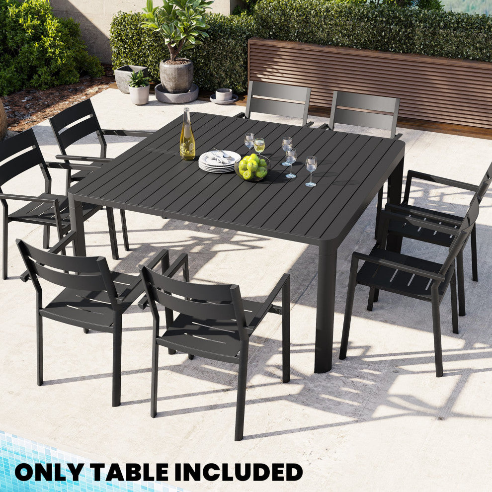 6-8 Person Expandable Aluminum Outdoor Patio Dining Table, Gray