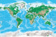 World Map Wall Mural, Topography, 8 panel,  166"x112"