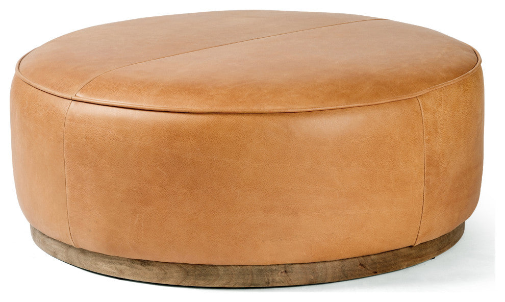 Sinclair Large Round Ottoman-Bttrscotch