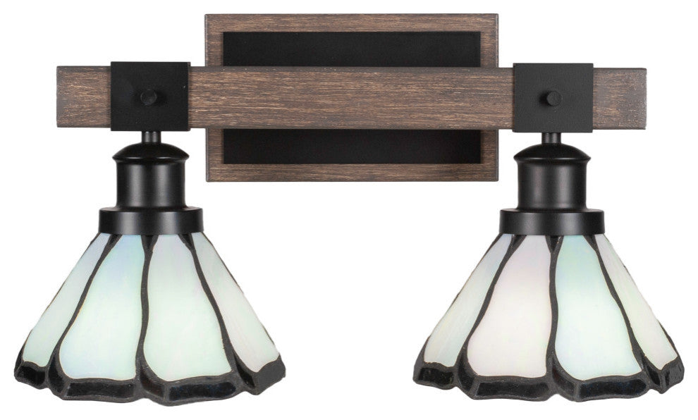 Tacoma 2-Light Bath Bar, Pearl & Black Flair Art