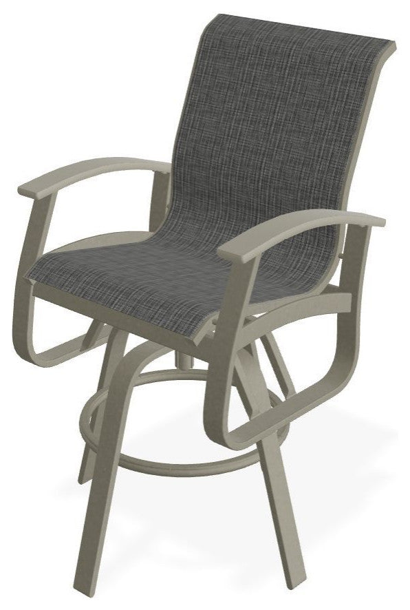 Belle Isle Sling Bar Height Outdoor Swivel Armchair, Anchor/Storm