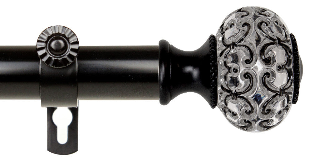 Bailey 1" Curtain Rod, Black, 160-240"