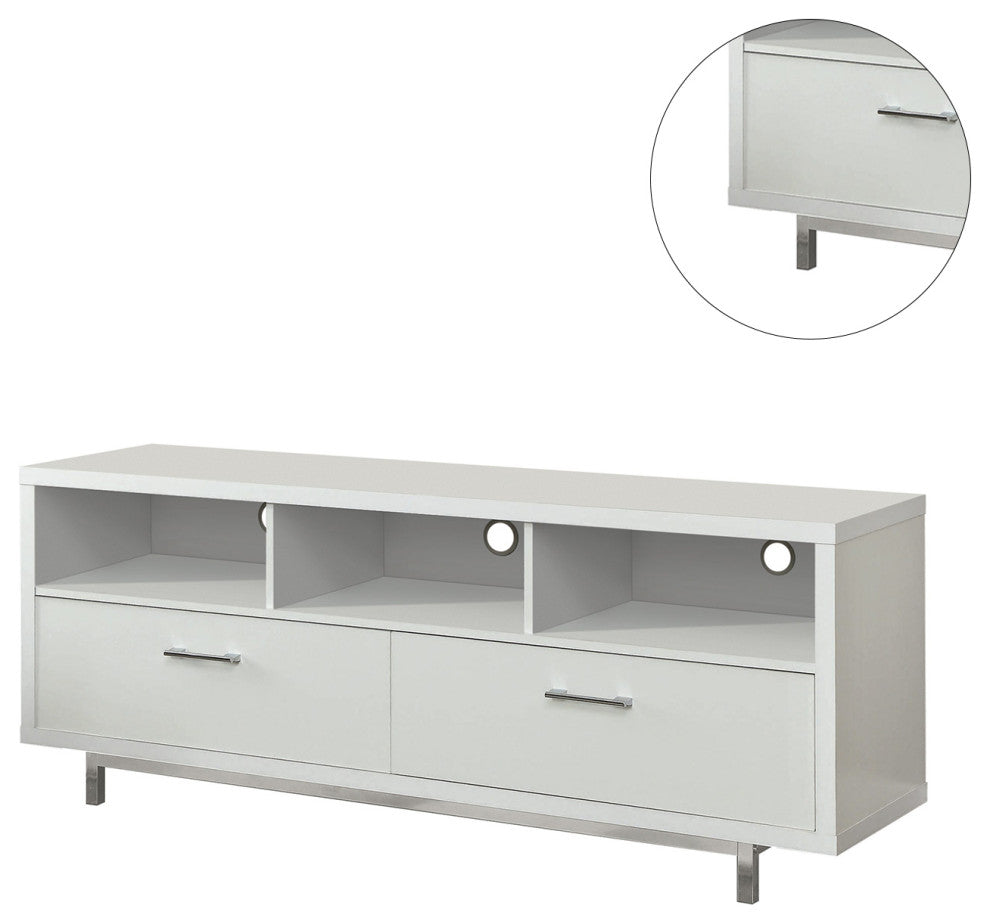 2 Drawers and Open Shelf TV Console, White