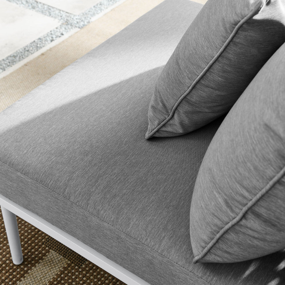 Lounge Middle Chair, White Gray, Aluminum, Modern, Outdoor Hospitality